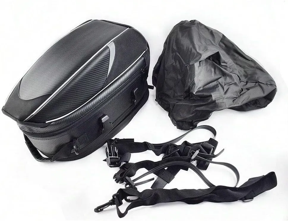 Motorcycle Tail Bag for Triumph Rocket 3 TFC 2019-2020, Large Capacity Water-Resistant Wear-Resistant Motorcycle Helmet Bag, Expandable Rear Seat Storage Luggage Backpack,A Red Black