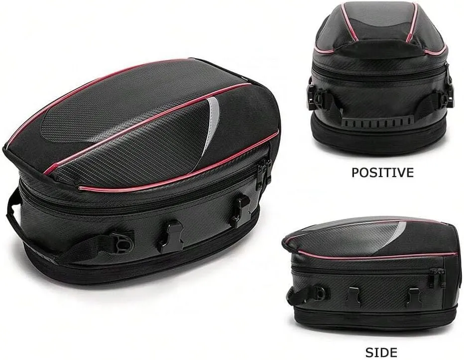 Motorcycle Tail Bag for Triumph Rocket 3 TFC 2019-2020, Large Capacity Water-Resistant Wear-Resistant Motorcycle Helmet Bag, Expandable Rear Seat Storage Luggage Backpack,A Red Black