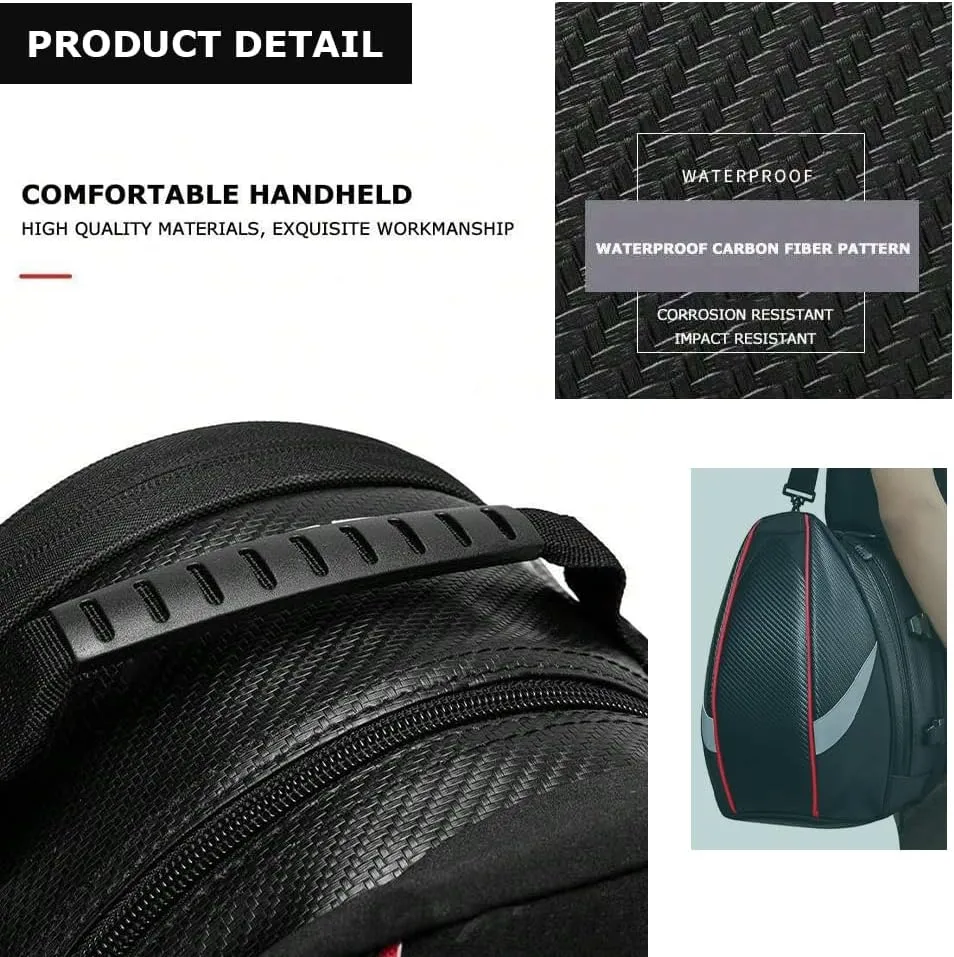 Motorcycle Tail Bag for Triumph Rocket 3 TFC 2019-2020, Large Capacity Water-Resistant Wear-Resistant Motorcycle Helmet Bag, Expandable Rear Seat Storage Luggage Backpack,A Red Black