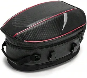 Motorcycle Tail Bag for Triumph Rocket 3 TFC 2019-2020, Large Capacity Water-Resistant Wear-Resistant Motorcycle Helmet Bag, Expandable Rear Seat Storage Luggage Backpack,A Red Black
