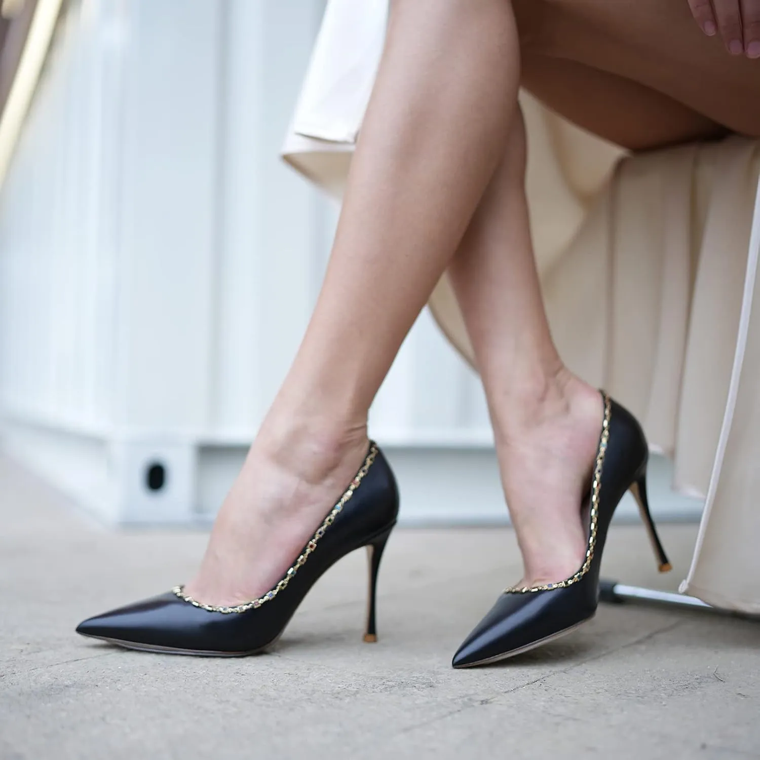MSONLYDN Pumps Casual High Heels Women Stiletto High Heels Pump Leather Elegant Slip On for Women Dress Wedding 3.74 inch