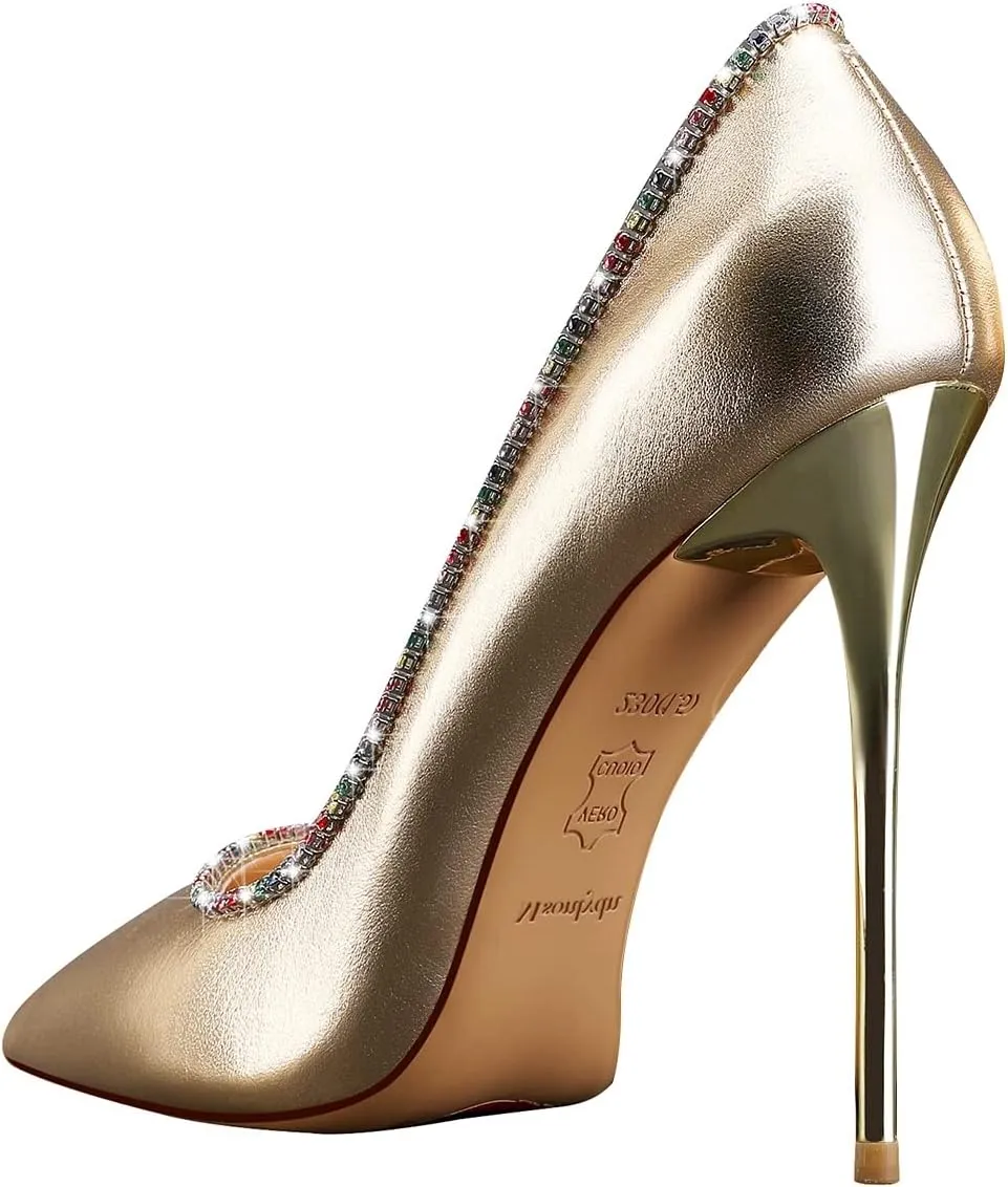 MSONLYDN Stiletto High Heels Pumps Leather for Women Pump High Heels Comfortable Women Pointed Toe for Prom 4.72 inch
