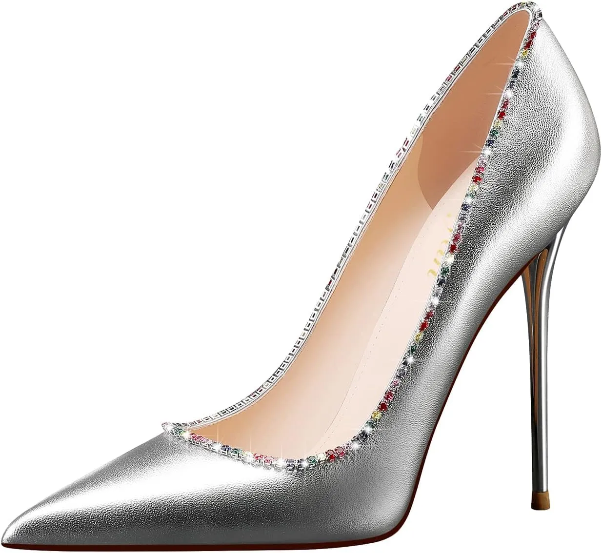 MSONLYDN Stiletto High Heels Pumps Leather for Women Pump High Heels Comfortable Women Pointed Toe for Prom 4.72 inch