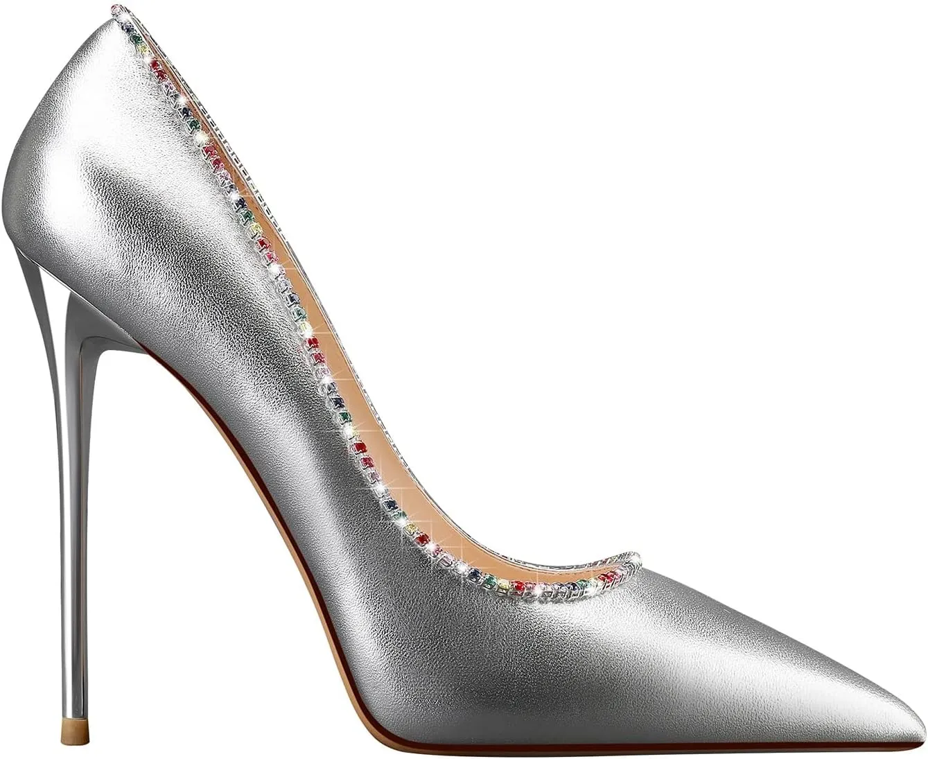 MSONLYDN Stiletto High Heels Pumps Leather for Women Pump High Heels Comfortable Women Pointed Toe for Prom 4.72 inch