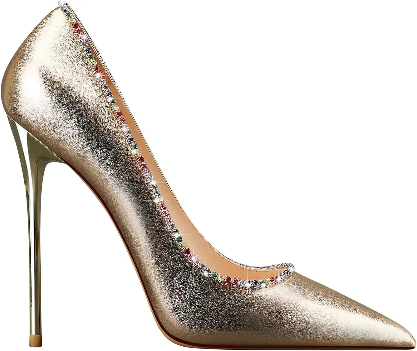 MSONLYDN Stiletto High Heels Pumps Leather for Women Pump High Heels Comfortable Women Pointed Toe for Prom 4.72 inch