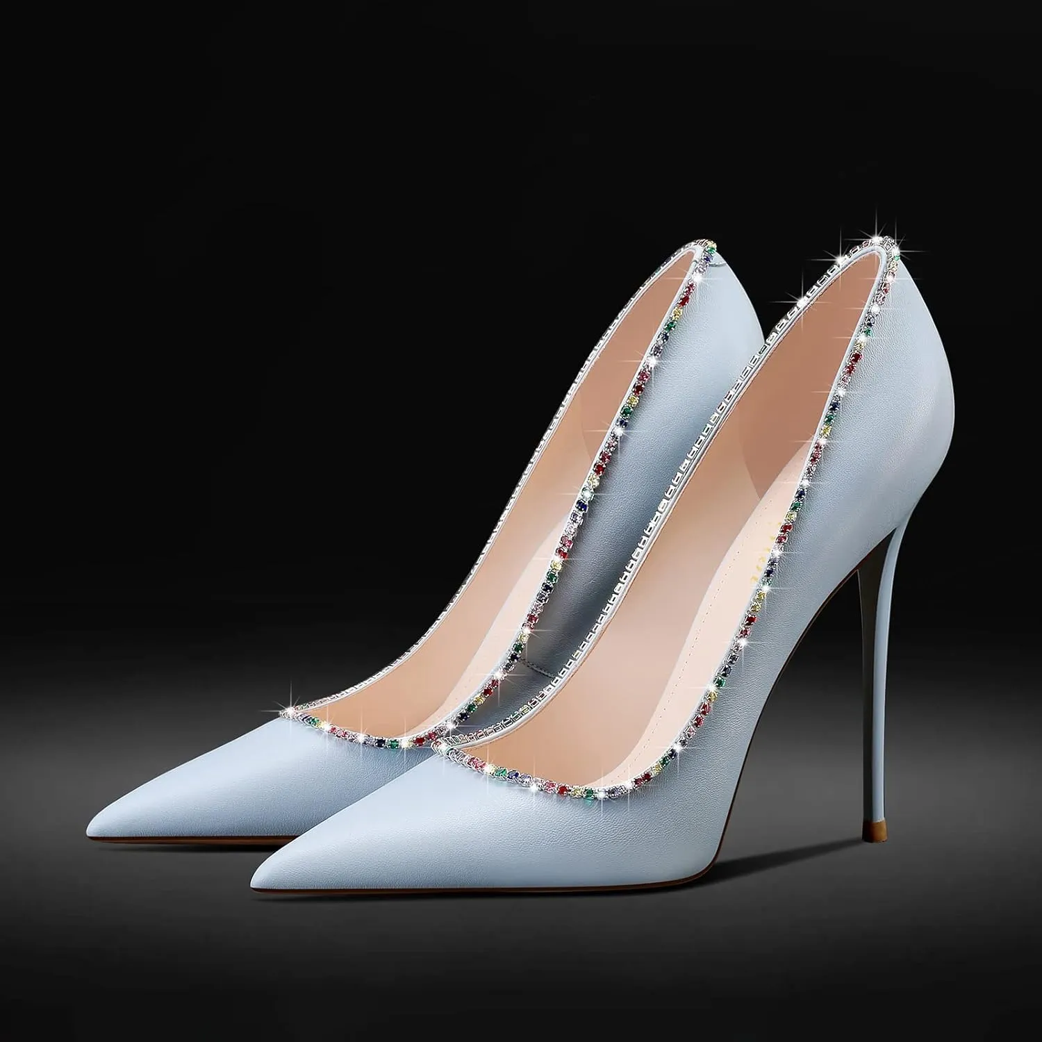 MSONLYDN Stiletto High Heels Pumps Leather for Women Pump High Heels Comfortable Women Pointed Toe for Prom 4.72 inch