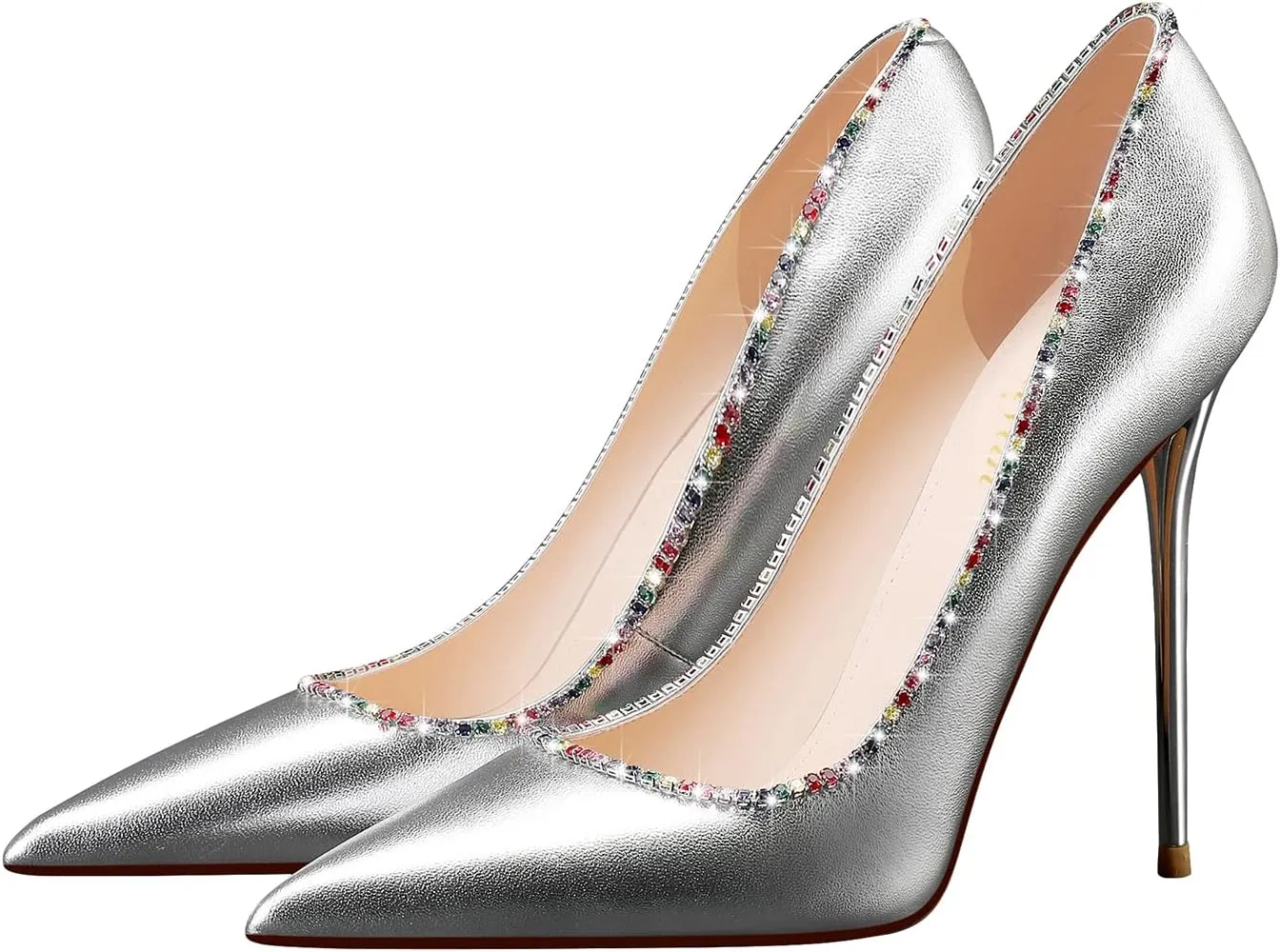 MSONLYDN Stiletto High Heels Pumps Leather for Women Pump High Heels Comfortable Women Pointed Toe for Prom 4.72 inch
