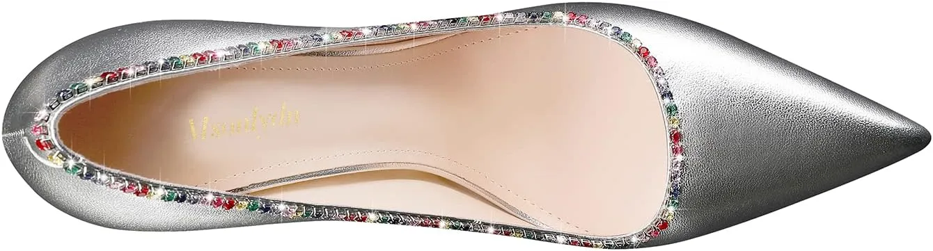 MSONLYDN Stiletto High Heels Pumps Leather for Women Pump High Heels Comfortable Women Pointed Toe for Prom 4.72 inch