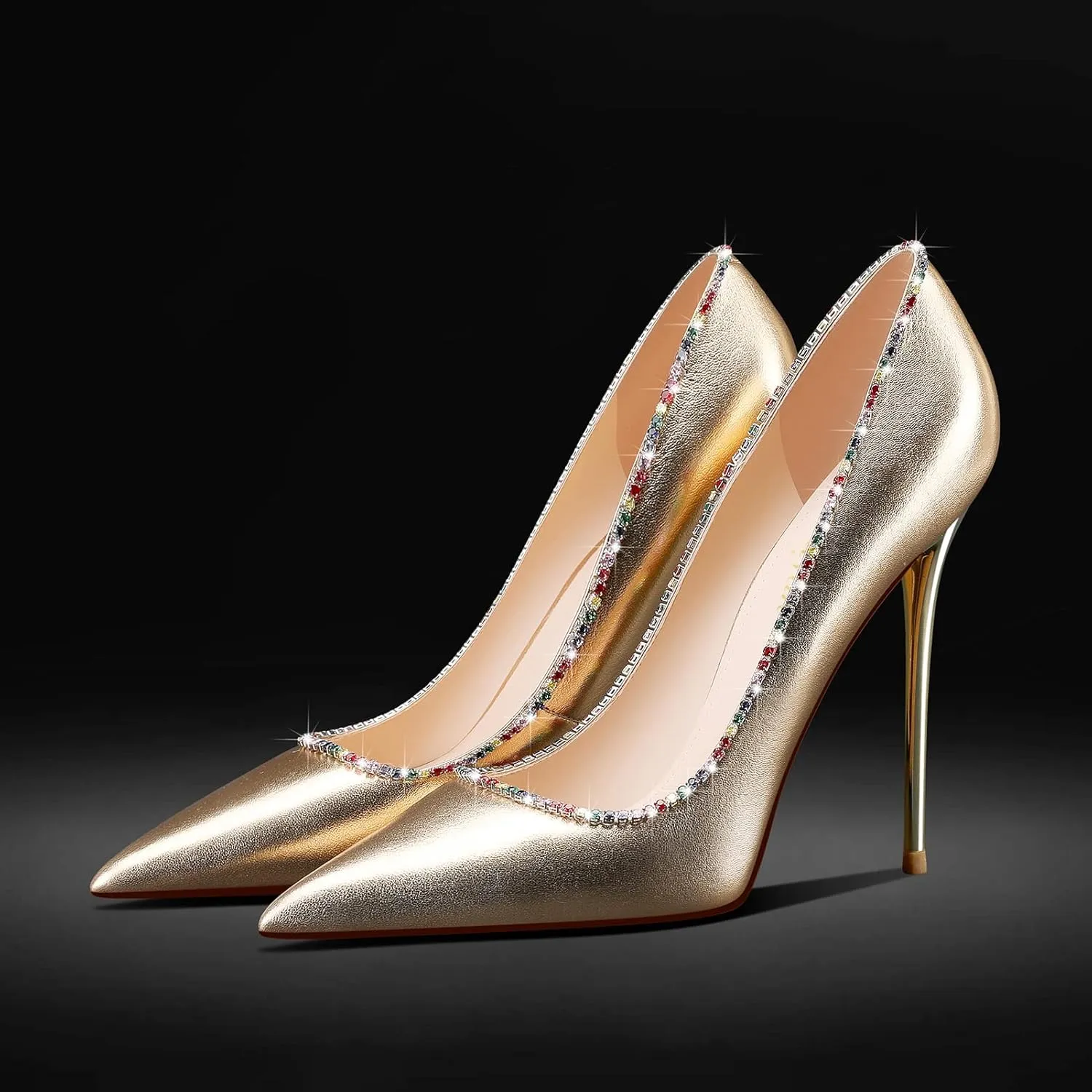 MSONLYDN Stiletto High Heels Pumps Leather for Women Pump High Heels Comfortable Women Pointed Toe for Prom 4.72 inch