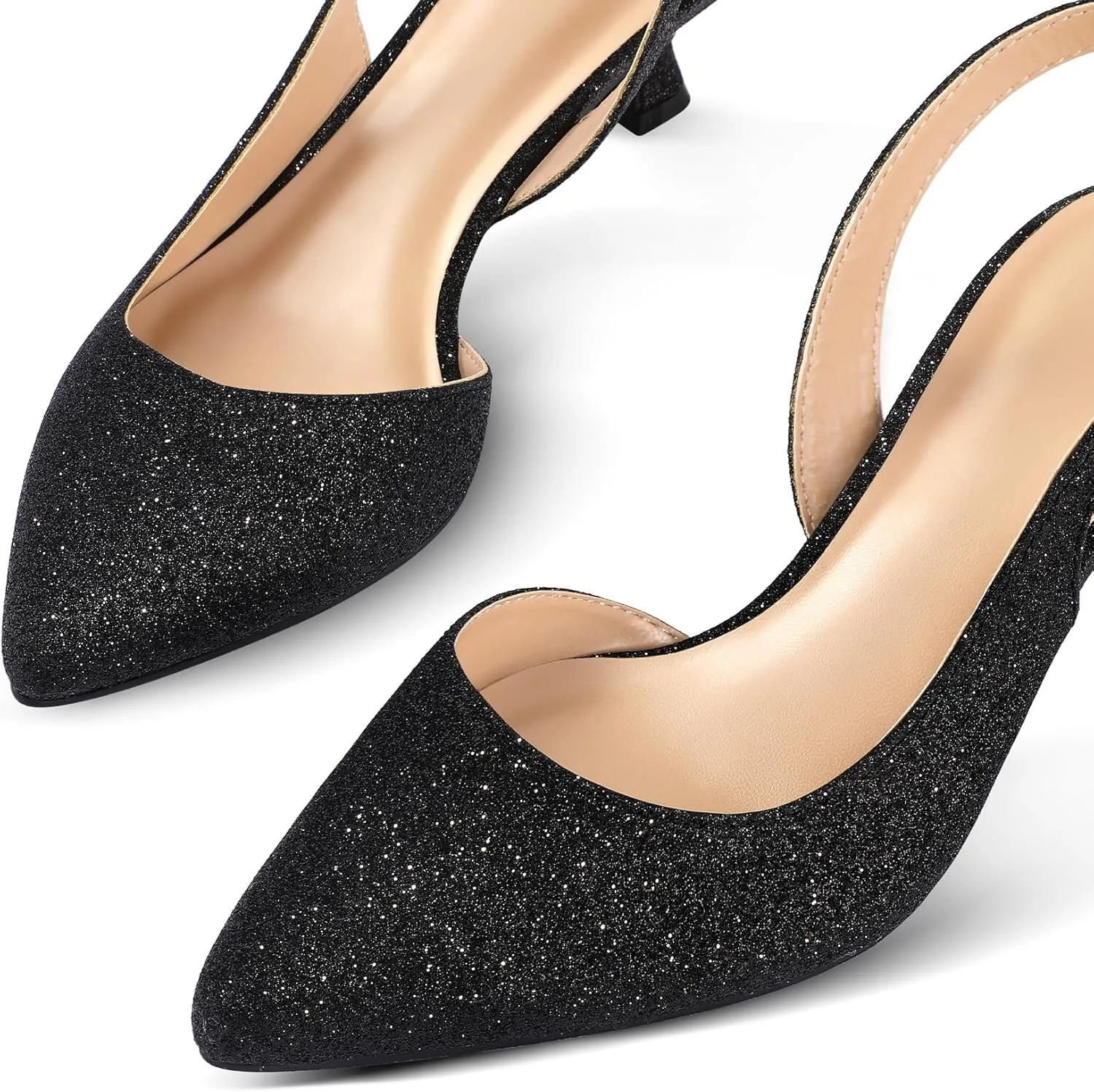 mysoft Women's Pumps Slingback Kitten Heels Pointed Toe Sexy Wedding Party Dress Pump Shoes