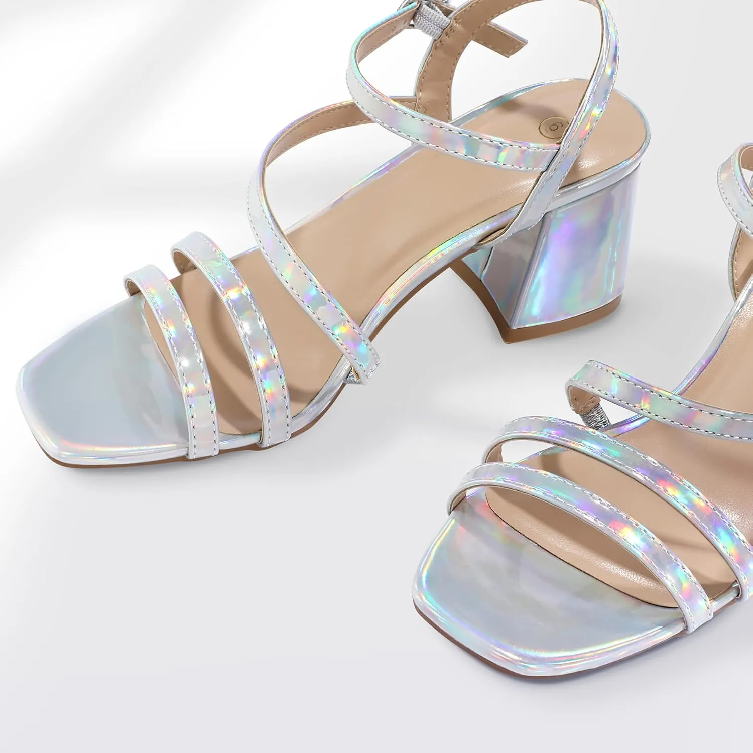 mysoft Women's Strappy Low Chunky Block Heel Sandals Open Toe Dress Shoes