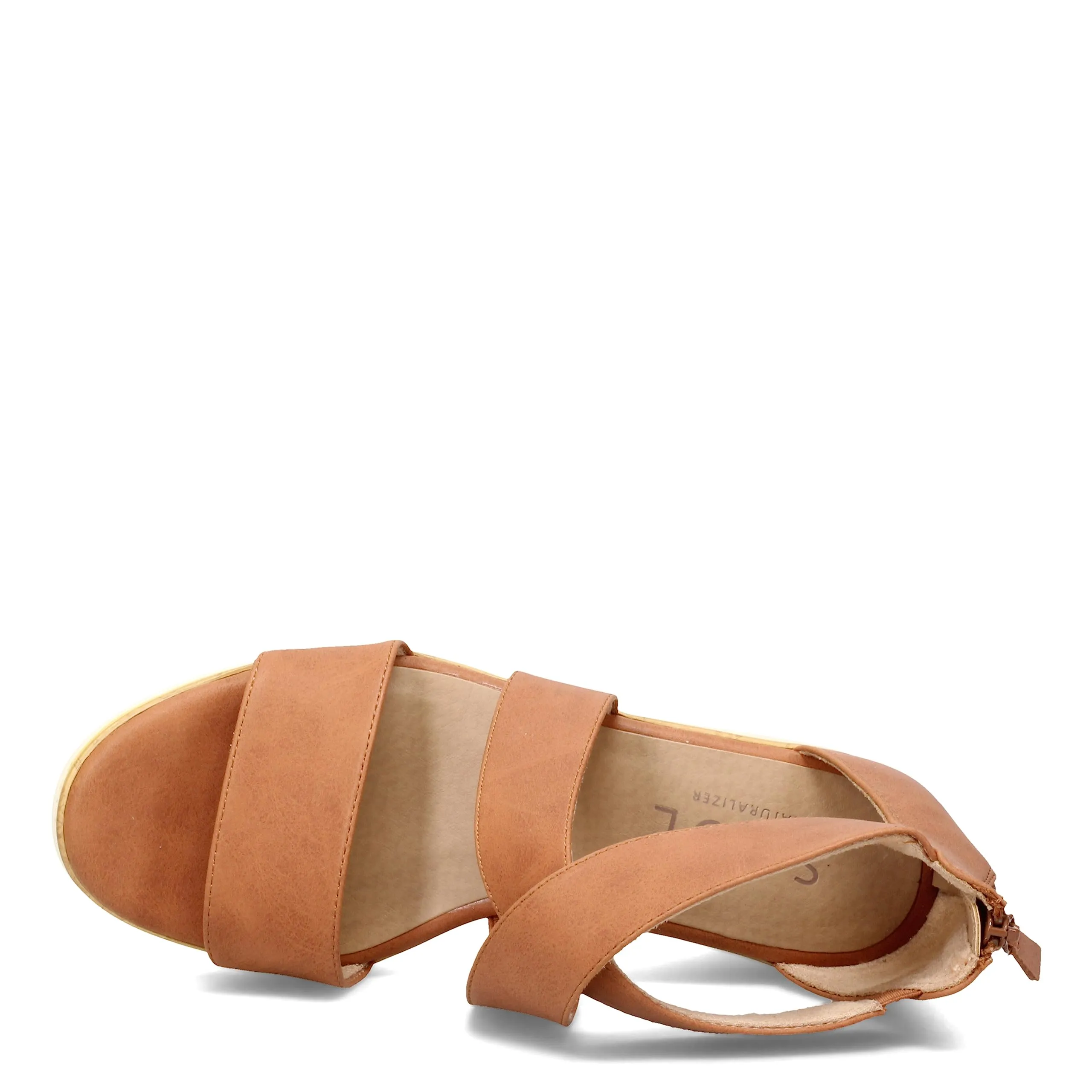 Naturalizer SOUL Women's Goodtimes Crisscross Strappy Wedge Sandal Toffee Brown Smooth 8M