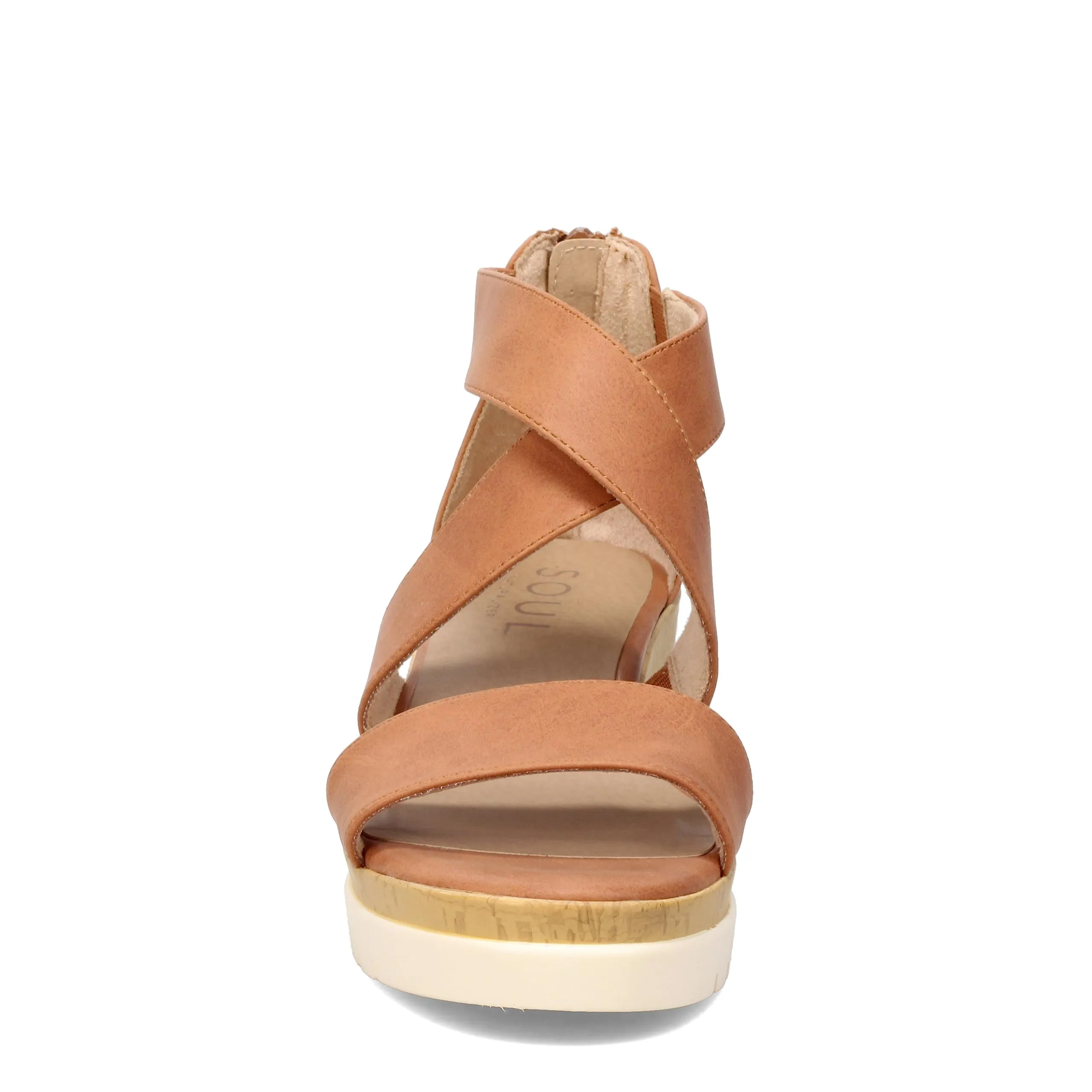 Naturalizer SOUL Women's Goodtimes Crisscross Strappy Wedge Sandal Toffee Brown Smooth 8M