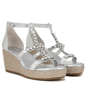 Naturalizer Womens Serena Strappy Wedge Sandal Silver Metallic 11 M