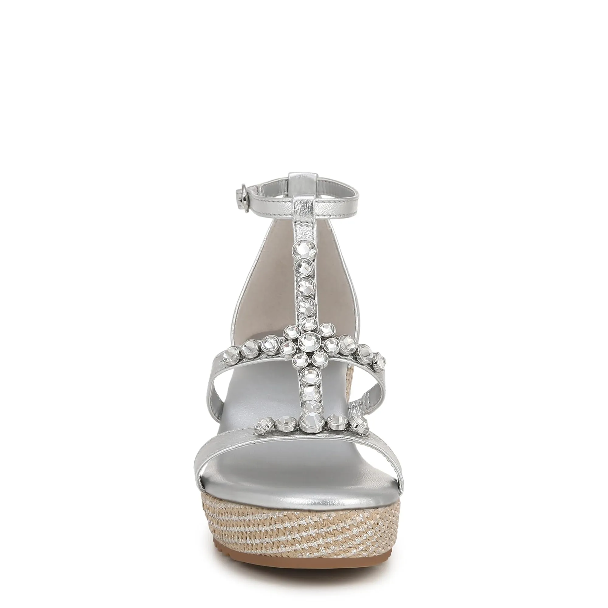 Naturalizer Womens Serena Strappy Wedge Sandal Silver Metallic 11 M