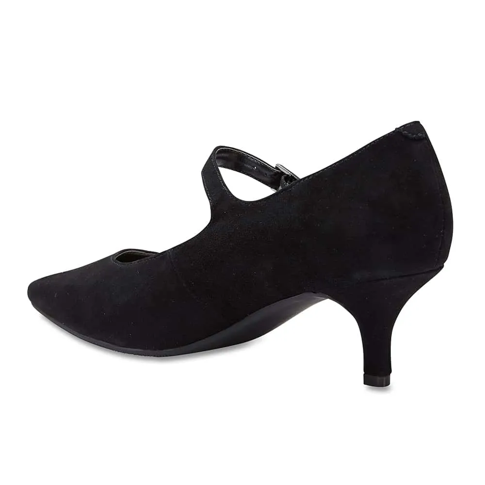 Neon Heel in Black Suede