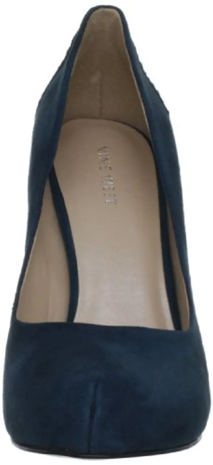 Nine West Women's Coldfeet Platform Pump,Blue-Green Suede,6.5 M US