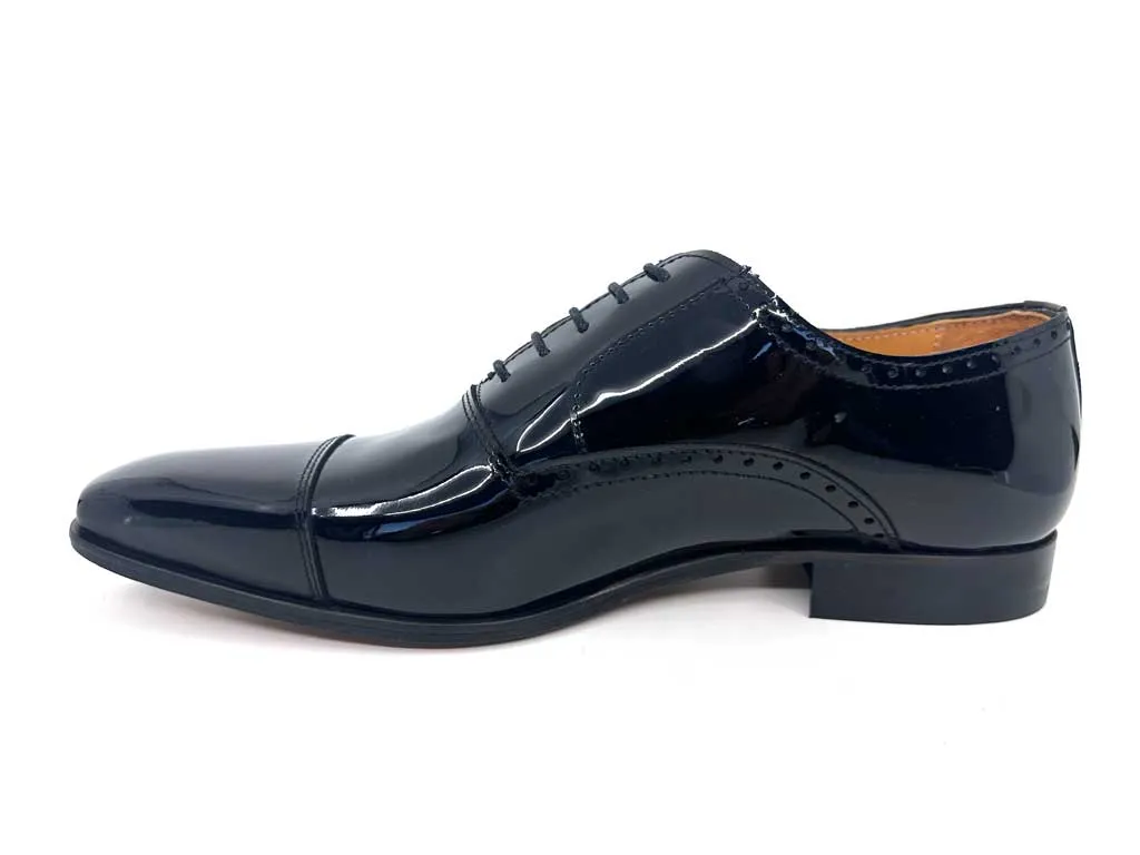 Oliver Black Patent Oxford Toecap Dress Shoes
