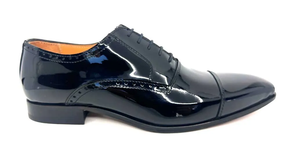 Oliver Black Patent Oxford Toecap Dress Shoes