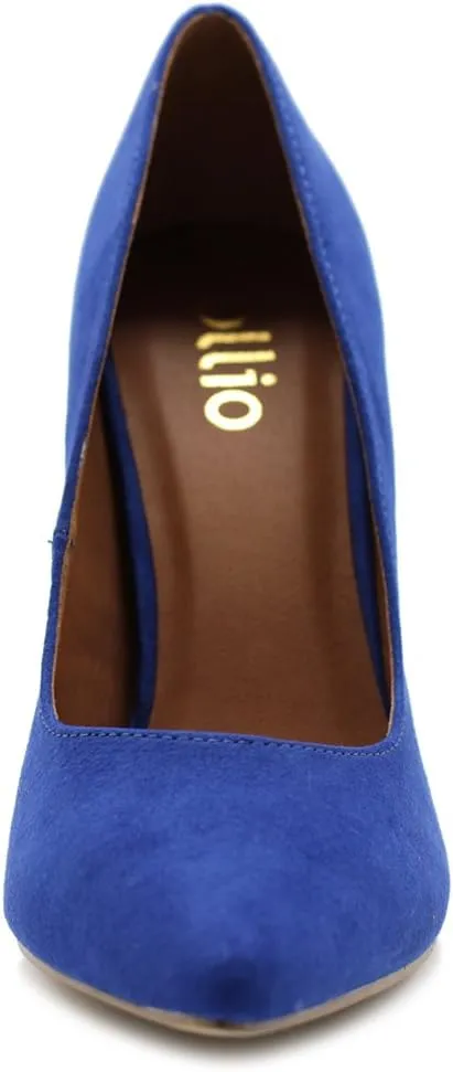 Ollio Women's Faux Suede Point Toe Shoe High Heel Multi Color Pump