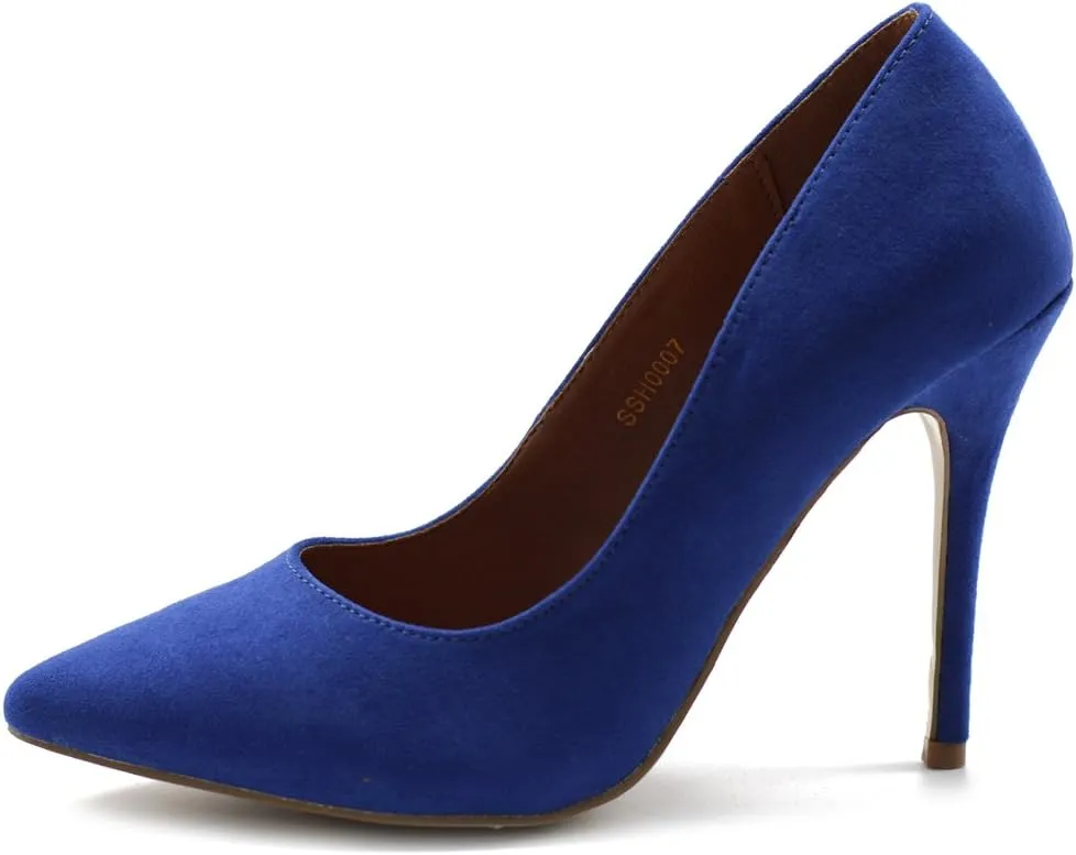 Ollio Women's Faux Suede Point Toe Shoe High Heel Multi Color Pump