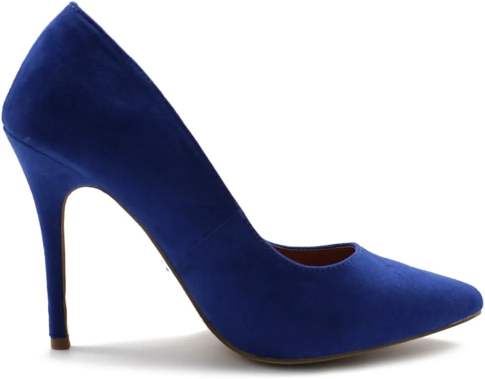 Ollio Women's Faux Suede Point Toe Shoe High Heel Multi Color Pump