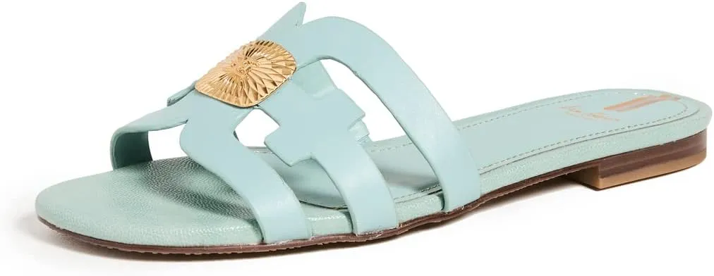 Open-Toe Edelman Bay Sam Flats Slide Time-sensitive offer Blue Sandals Mule High-quality for low cost Tide Slip-On Leather
