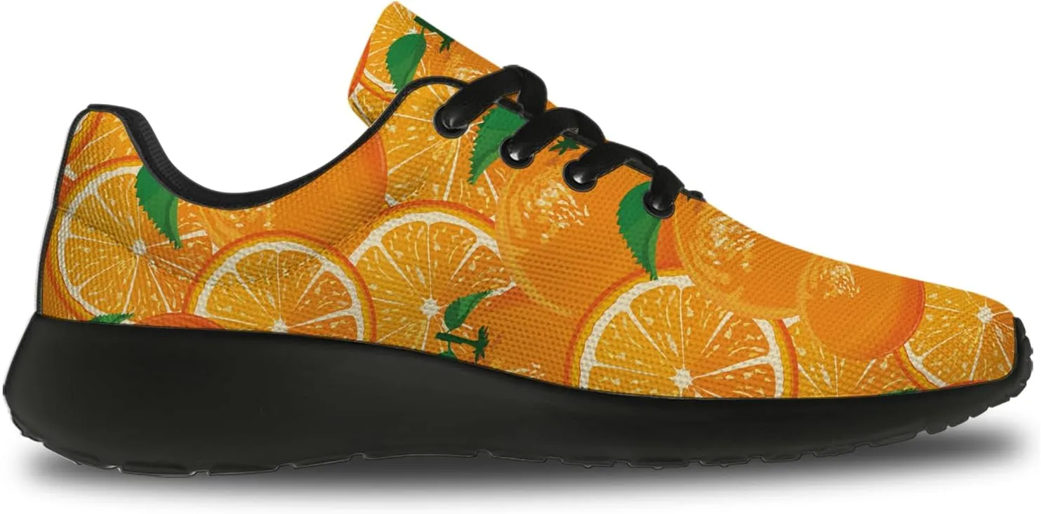 Orange Print Tennis Shoes Men Women Lightweight Running Shoes Walking Fashion Sneakers Gifts for Him Her
