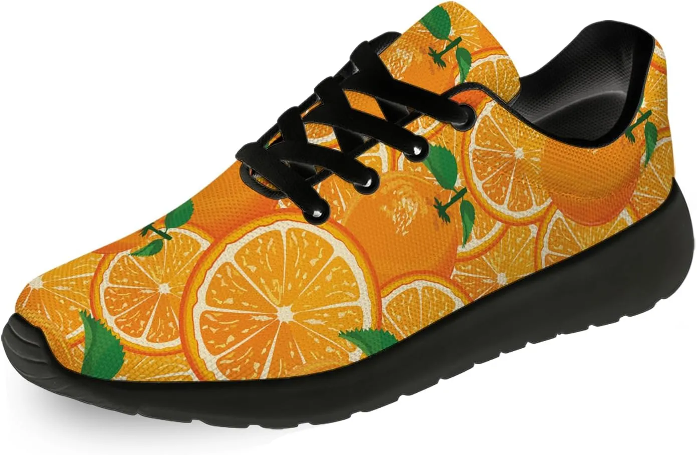 Orange Print Tennis Shoes Men Women Lightweight Running Shoes Walking Fashion Sneakers Gifts for Him Her