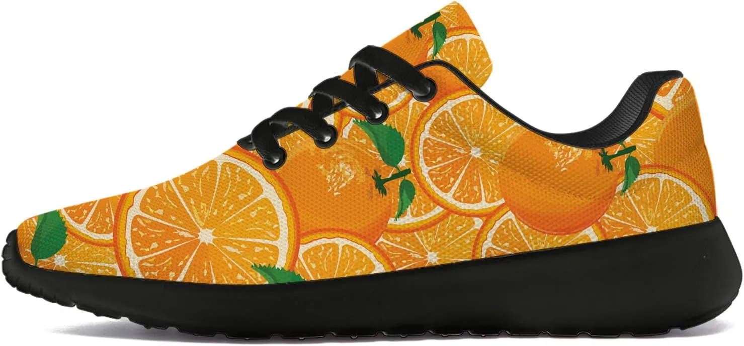 Orange Print Tennis Shoes Men Women Lightweight Running Shoes Walking Fashion Sneakers Gifts for Him Her