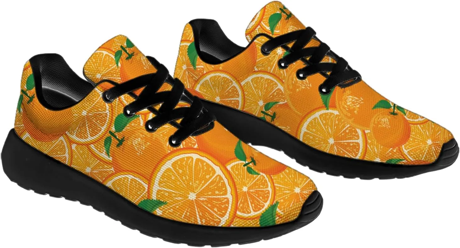 Orange Print Tennis Shoes Men Women Lightweight Running Shoes Walking Fashion Sneakers Gifts for Him Her