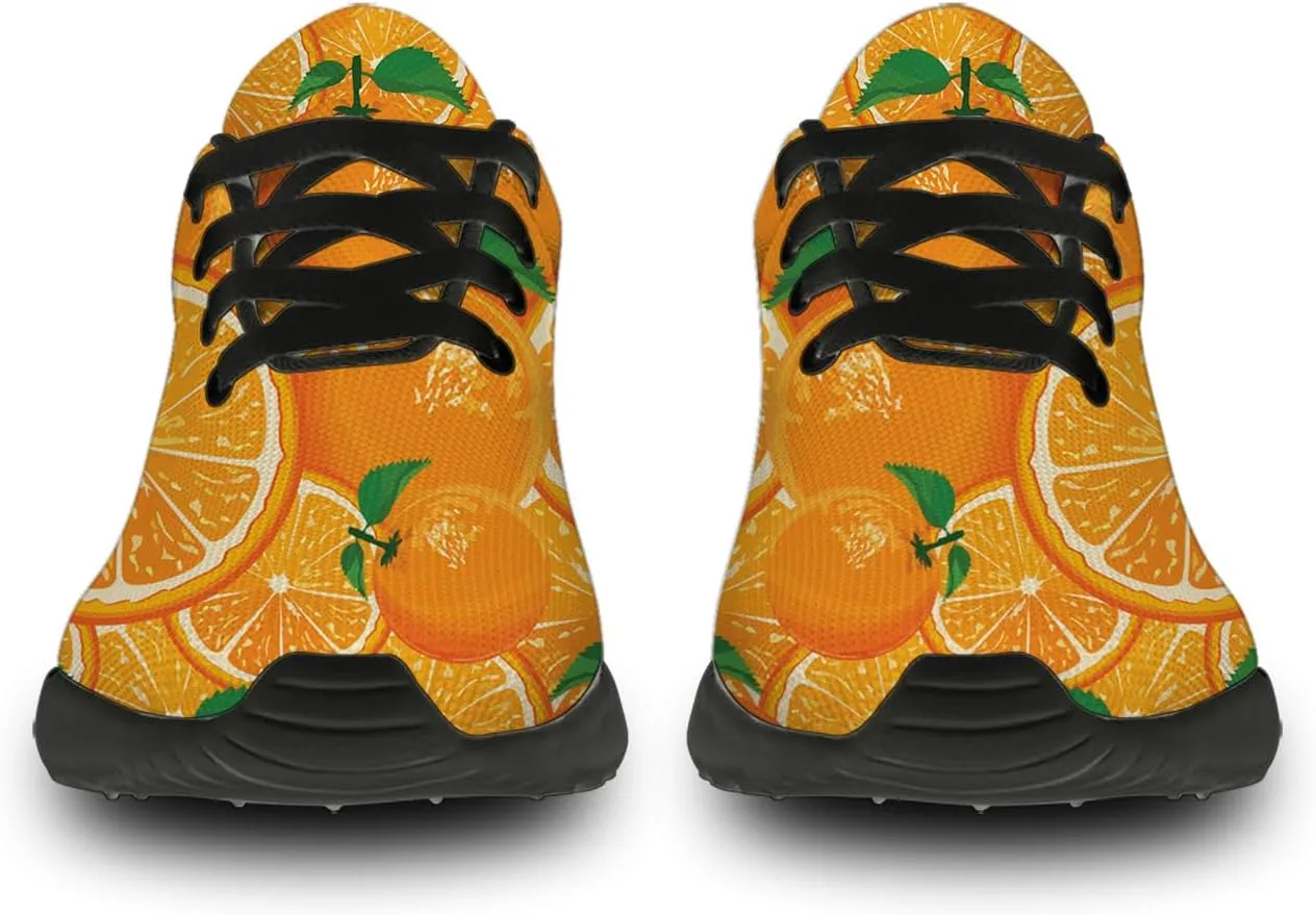 Orange Print Tennis Shoes Men Women Lightweight Running Shoes Walking Fashion Sneakers Gifts for Him Her