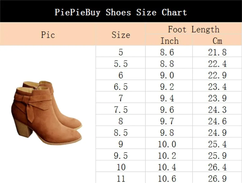 PiePieBuy Women's Tie Knot Chelsea Pump Ankle Boots Closed Toe Stacked Heel Booties Shoes