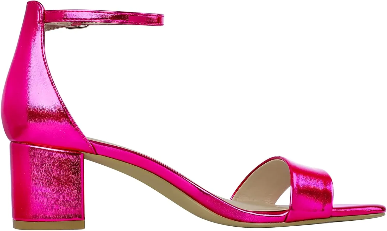 PIZZ ANNU Women's Low Block Chunky Heels Sandals Comfortable Open Toe Ankle Strap Party Dress Pump Shoes Strappy Buckle Heeled Sandal with 2 Inches Tall Thick Heel Design