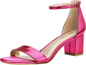 PIZZ ANNU Women's Low Block Chunky Heels Sandals Comfortable Open Toe Ankle Strap Party Dress Pump Shoes Strappy Buckle Heeled Sandal with 2 Inches Tall Thick Heel Design