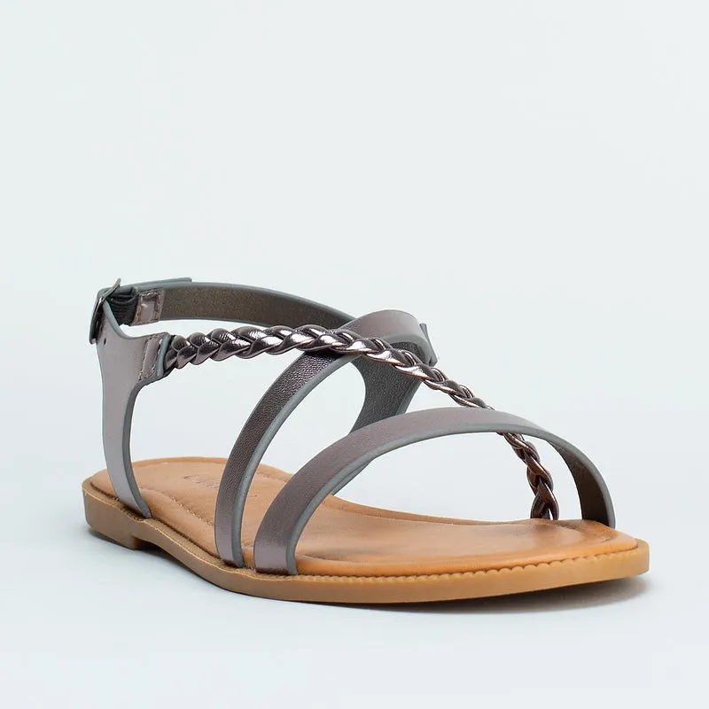 Platted Detail Flat Sandal _ 161433