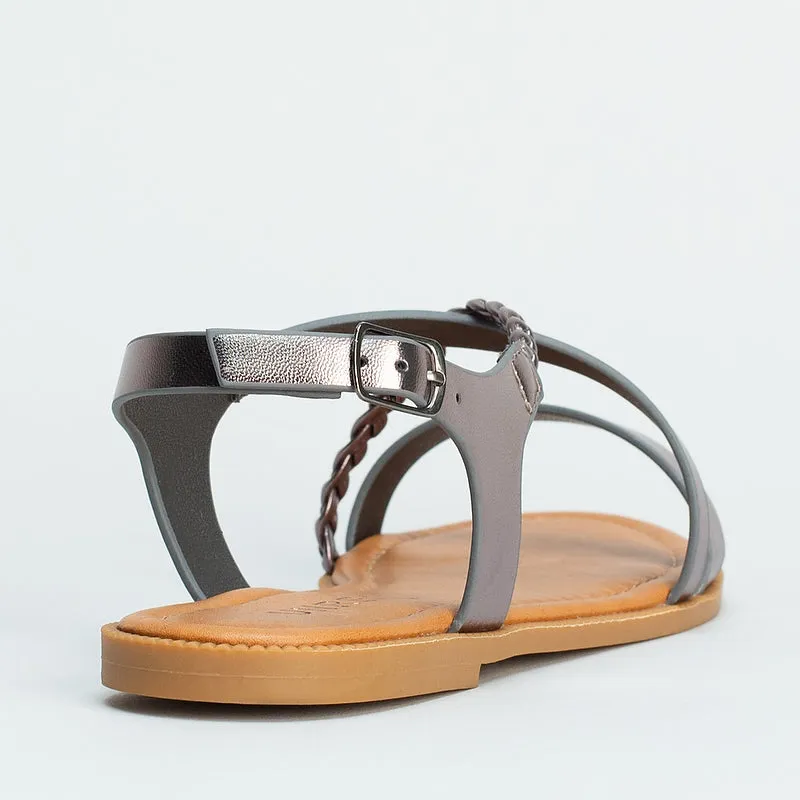 Platted Detail Flat Sandal _ 161433