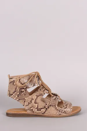 Python Toe Courteous Gladiator Banboo Lace Excellent reviews Flat Sandal Up Open