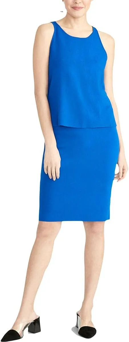 Rachel Roy Womens Blue Sleeveless Jewel Neck Above The Knee Sheath Skirt Size XS