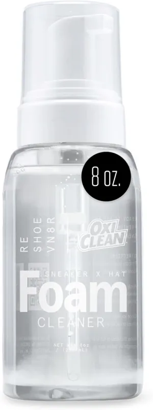 RESHOEVN8R OxiClean Foam Shoe Cleaner & Hat Cleaner, 8oz - Easy-to-Use All-Purpose Sneaker Cleaner for Canvas, Leather, Mesh, Suede, White & Nubuck Shoes - Shoe Cleaning Kit Solution for Stain & Dirt