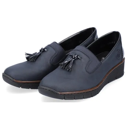 Rieker Ladies Wedge Shoes- 53751 - 14 - Navy