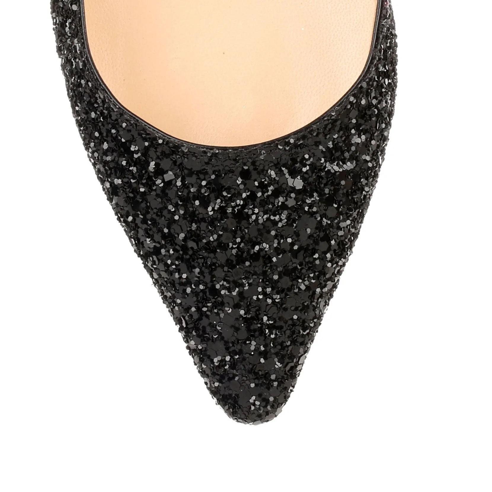 Romy 60 black coarse glitter pump