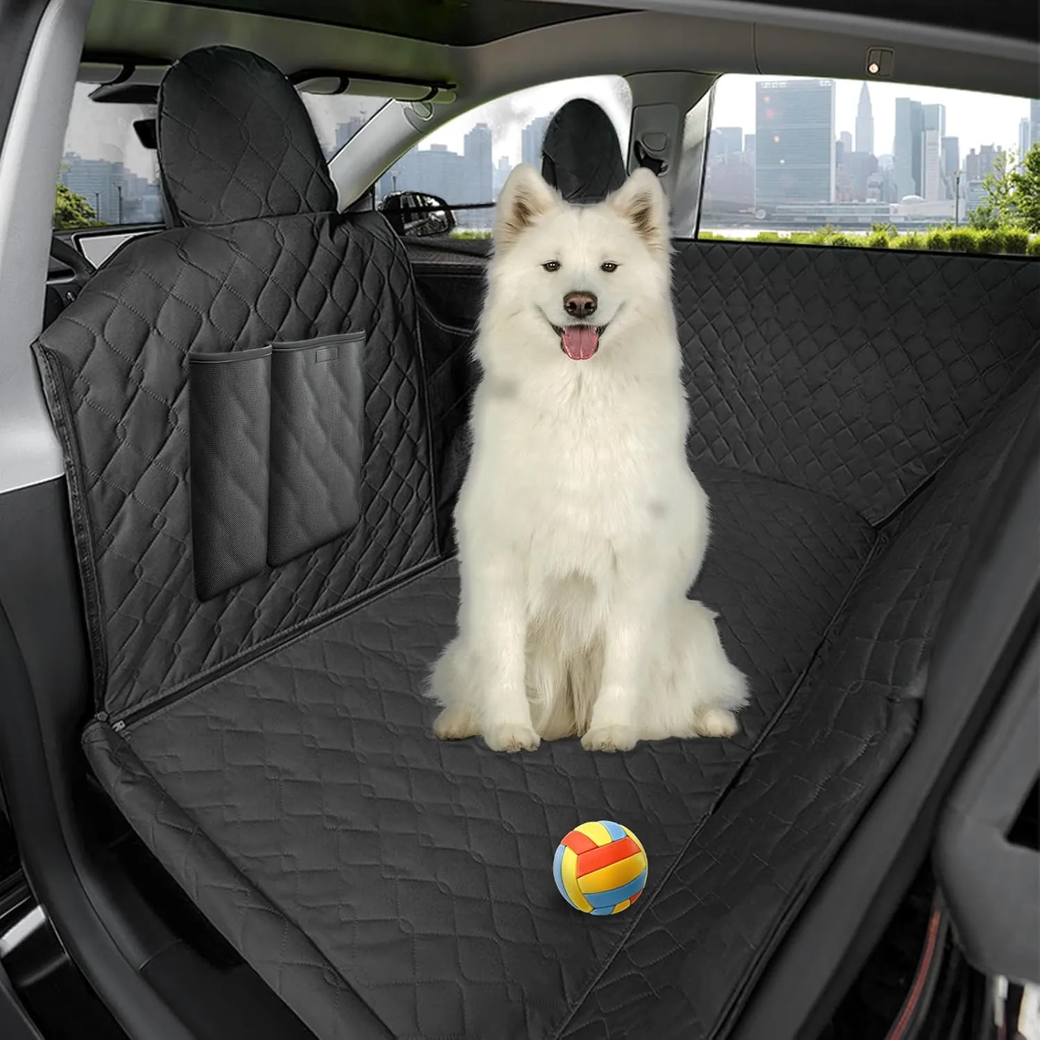 RUIANTE Dog Car Seat Cover Protector Compatible with Subaru Forester 2019-2025 Back Seat Pet Cover Dogs Hammock Backseat Headrest Covers Headrest Protect with Side Flaps Storage Pocket Zip Mesh Black