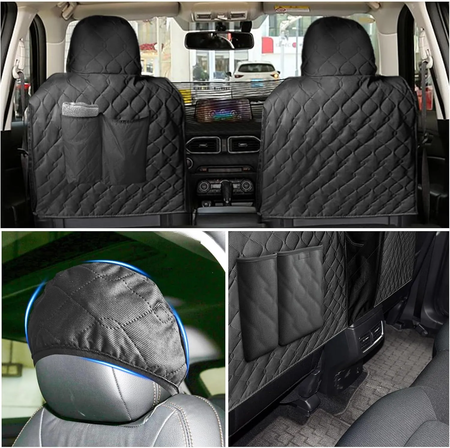 RUIANTE Dog Car Seat Cover Protector Compatible with Subaru Forester 2019-2025 Back Seat Pet Cover Dogs Hammock Backseat Headrest Covers Headrest Protect with Side Flaps Storage Pocket Zip Mesh Black