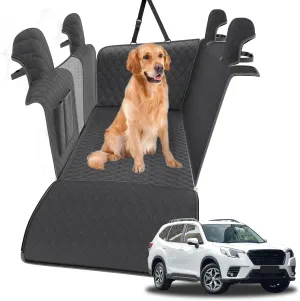 RUIANTE Dog Car Seat Cover Protector Compatible with Subaru Forester 2019-2025 Back Seat Pet Cover Dogs Hammock Backseat Headrest Covers Headrest Protect with Side Flaps Storage Pocket Zip Mesh Black
