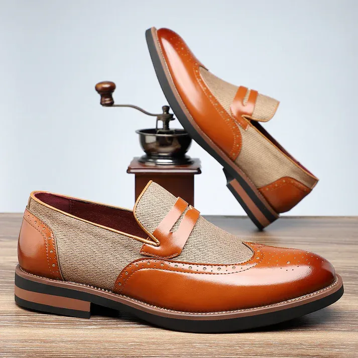 Savil Leather Brogue Loafers