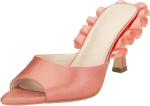 SHEMEE Women's Peep Toe High Heeled Mule Sandals Sexy Pointy Toe Stiletto Heels Slide Sandal Stage Show Catwalk Shoes