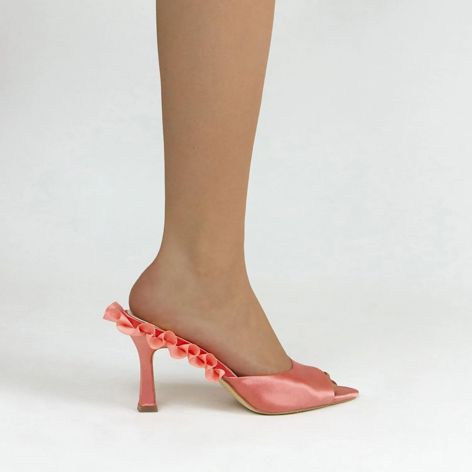 SHEMEE Women's Peep Toe High Heeled Mule Sandals Sexy Pointy Toe Stiletto Heels Slide Sandal Stage Show Catwalk Shoes