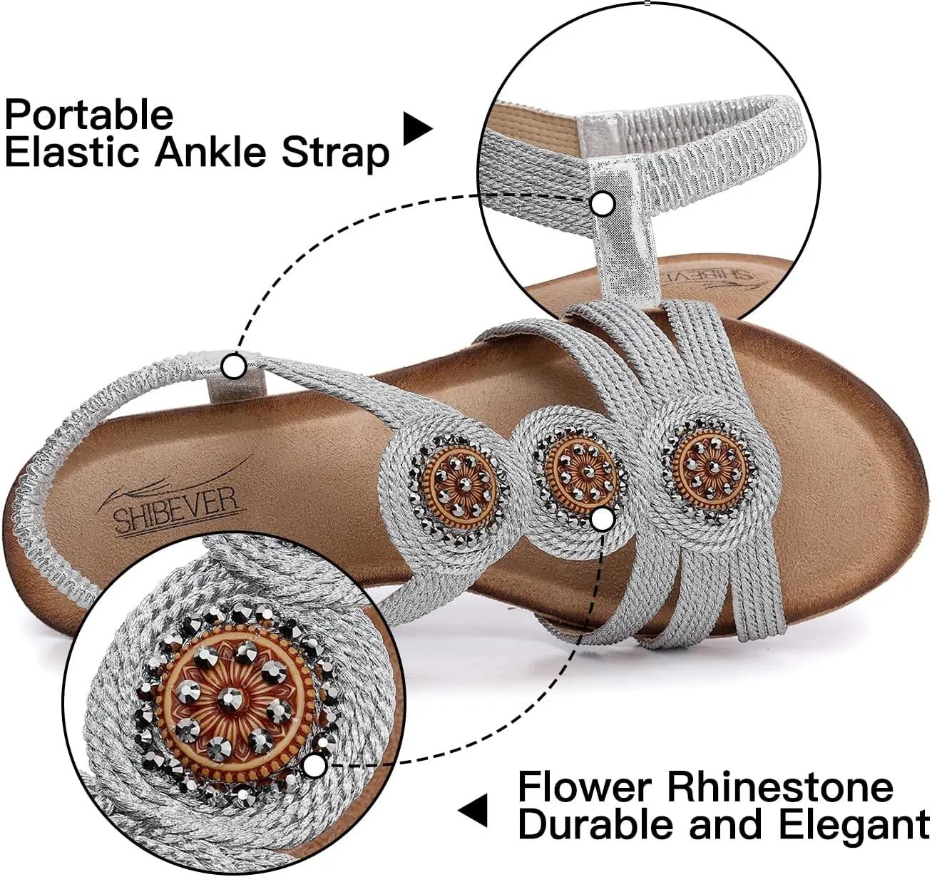 SHIBEVER Womens Sandals Wedge Low: Open Toe Elastic Ankle Strap Wedge Sandal - Dressy Sandals Women - Comfortable Summer