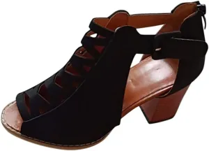 Shoes for Women Dressy, Women's Suede Peep Toe Ankle Booties Cut Out Stacked Block Heel Ankle Boots Drssy